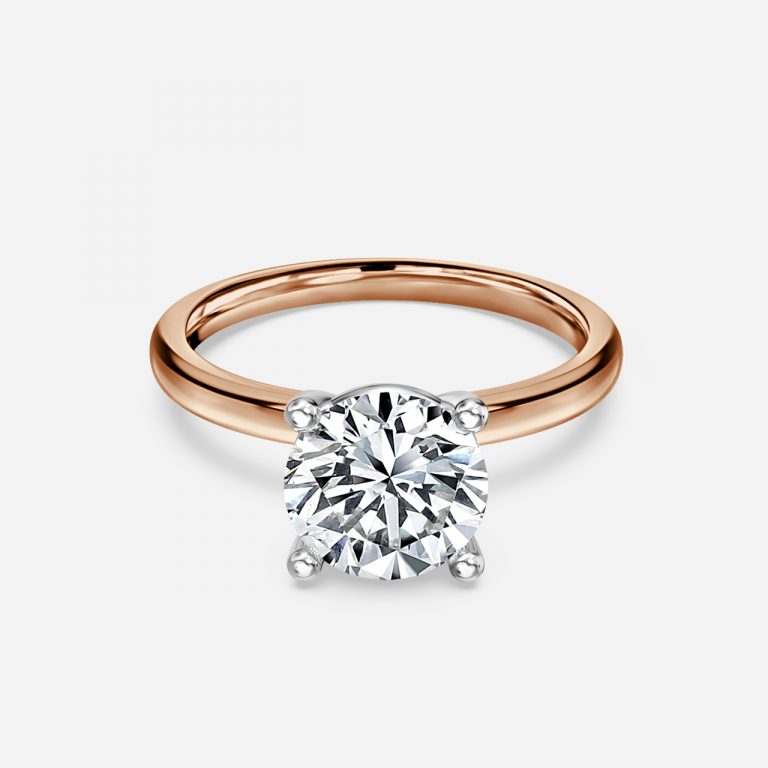 Magalie Round Two Tone Solitaire Moissanite Engagement Ring