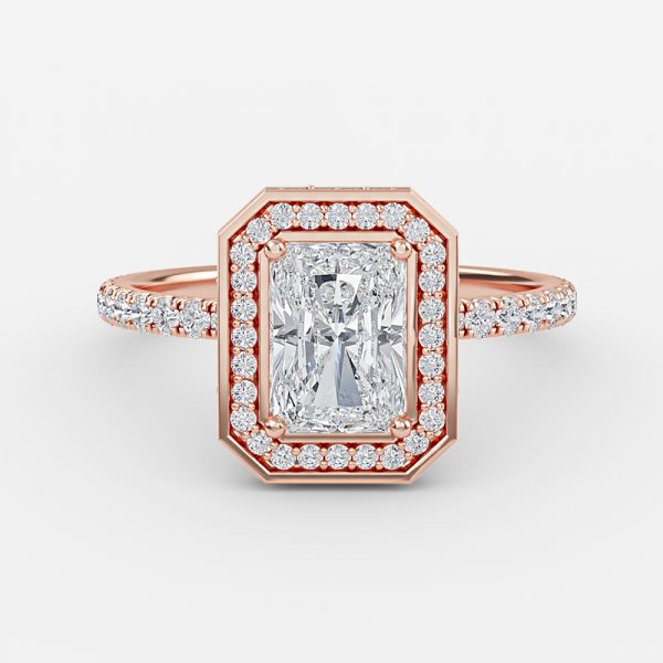 Kassia Radiant Halo Moissanite Engagement Ring