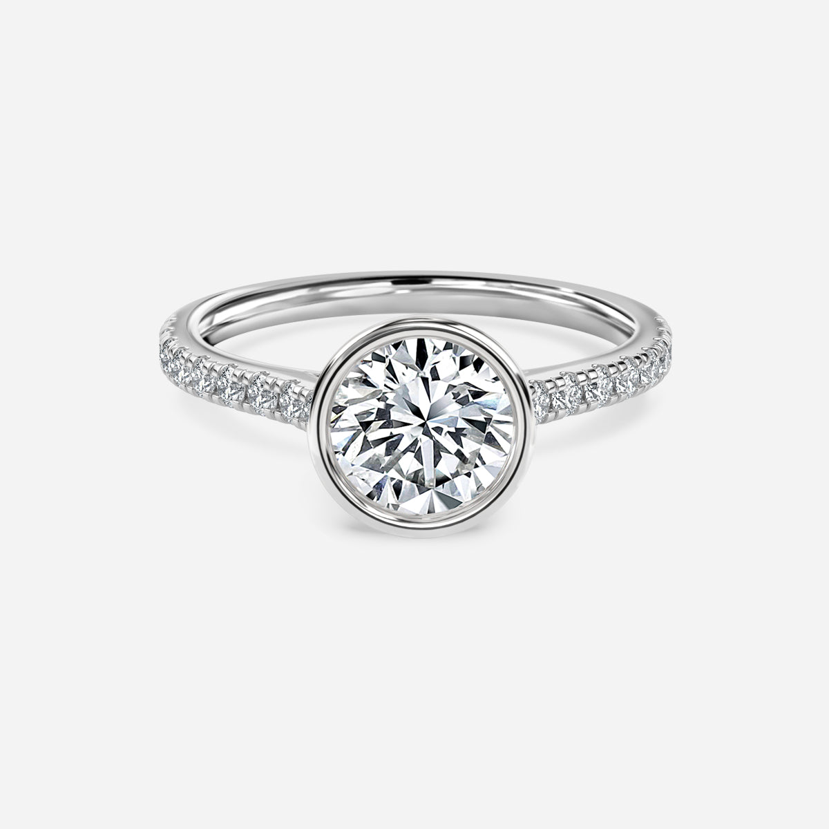 Arabella Round Diamond Band Moissanite Engagement Ring