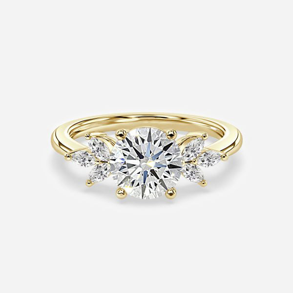 Anong Round Three Stone Moissanite Engagement Ring