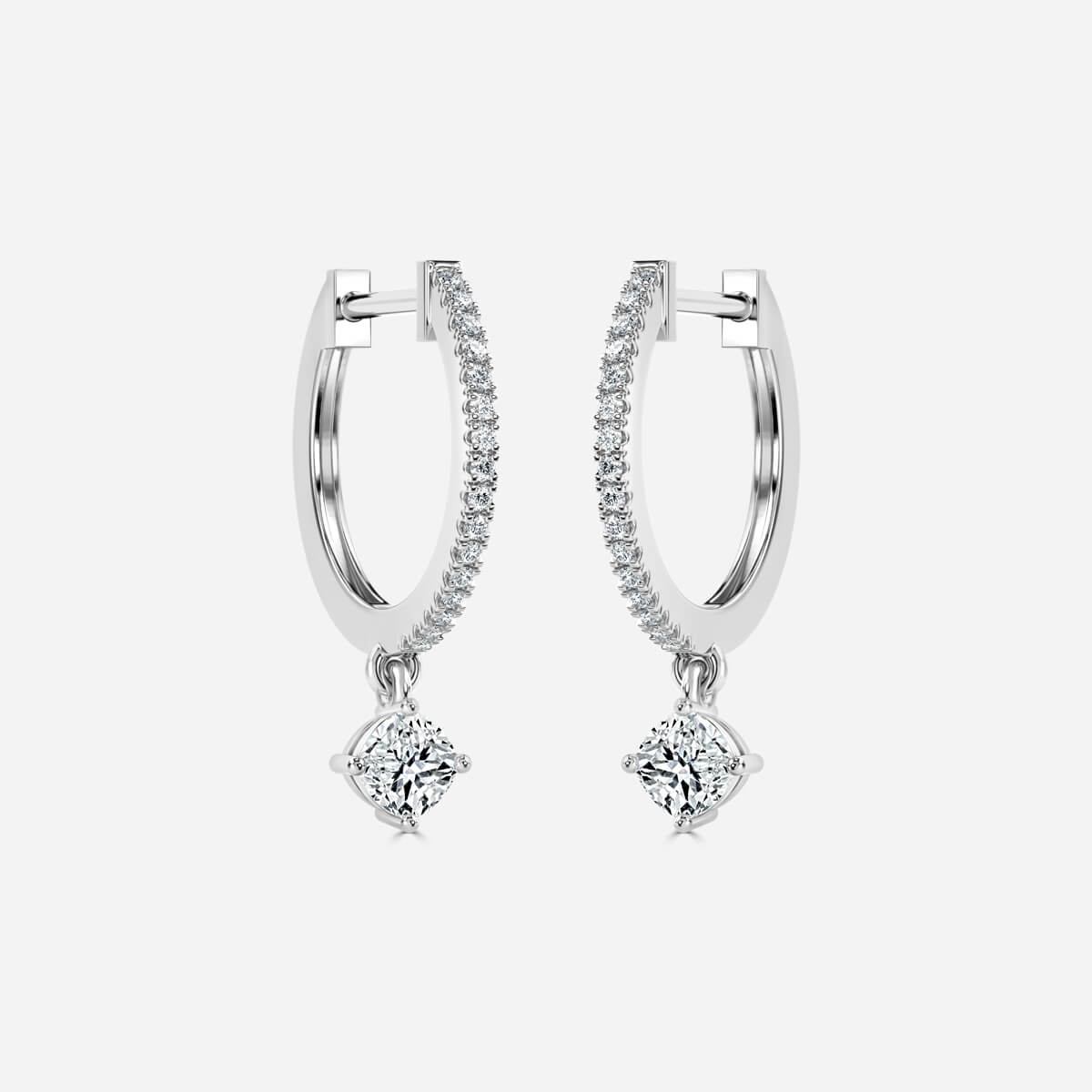 Sia Cushion Moissanite Hoop Earrings