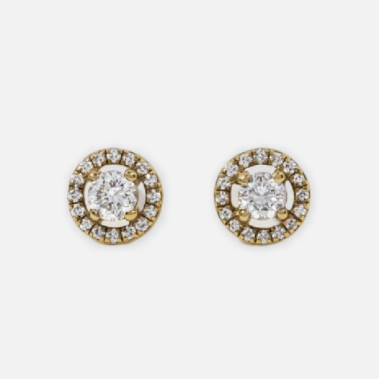 Round Moissanite Halo Earrings