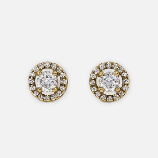 Round Moissanite Halo Earrings