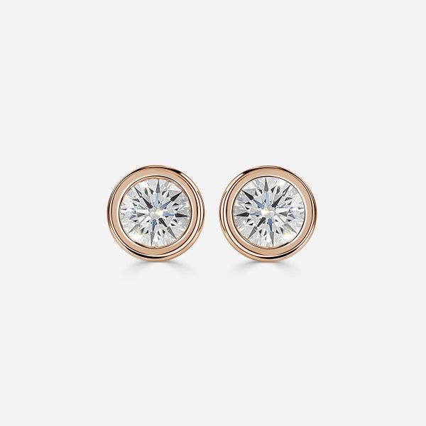 Bezel Set Round Moissanite Stud Earrings