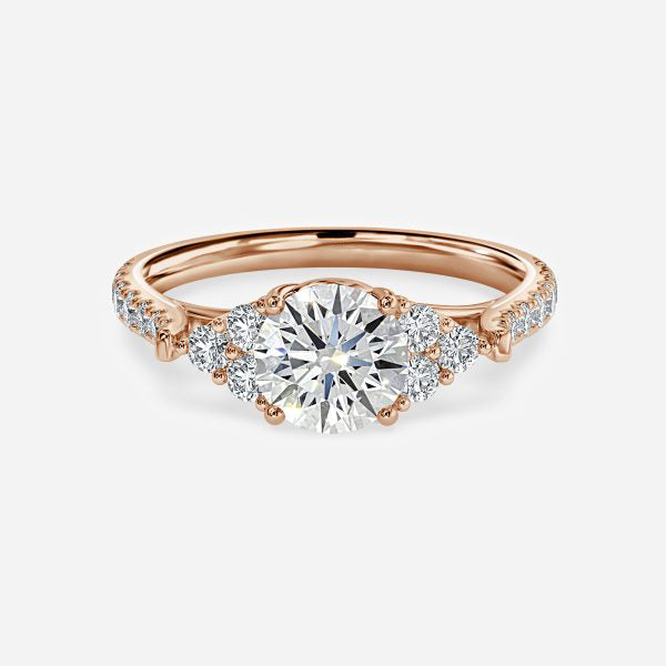 Galatea Round Three Stone Moissanite Engagement Ring