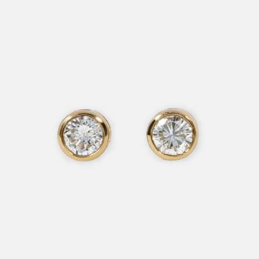 Round Moissanite Bezel Stud Earrings