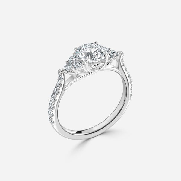 Galatea Round Three Stone Moissanite Engagement Ring