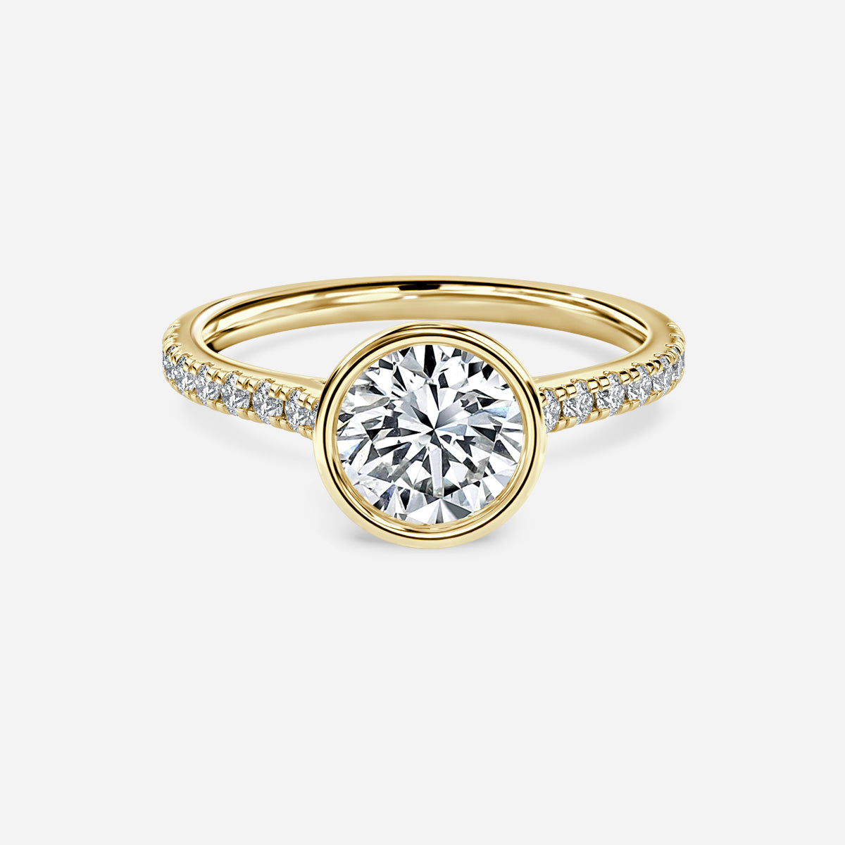 Arabella Round Diamond Band Moissanite Engagement Ring