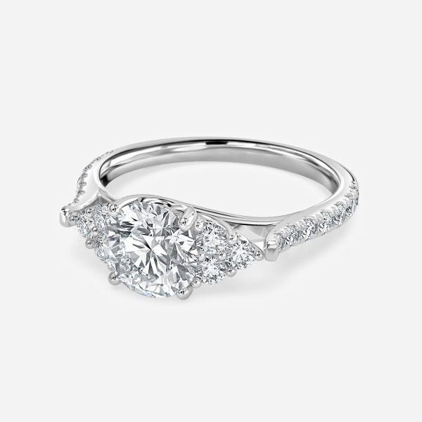 Galatea Round Three Stone Moissanite Engagement Ring