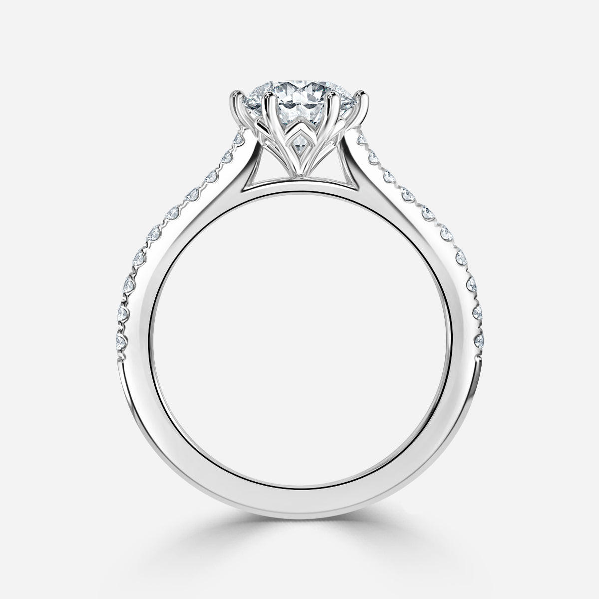 Odessa Round Diamond Band Moissanite Engagement Ring