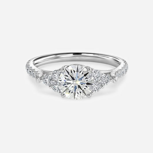 Galatea Round Three Stone Moissanite Engagement Ring