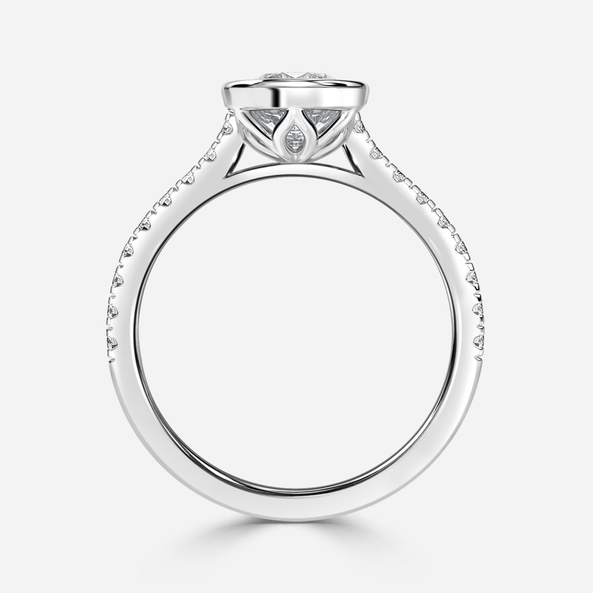 Arabella Round Diamond Band Moissanite Engagement Ring