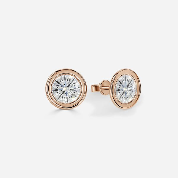 Bezel Set Round Moissanite Stud Earrings