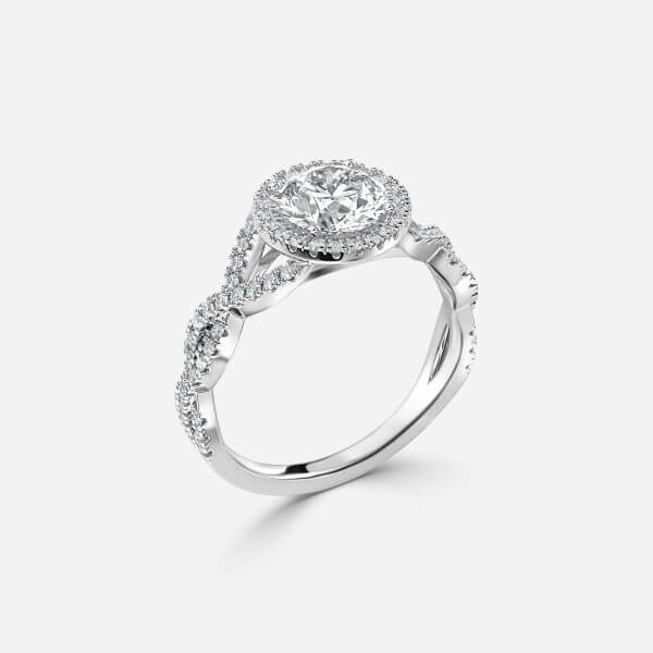 Zara Round Diamond Band Moissanite Engagement Ring