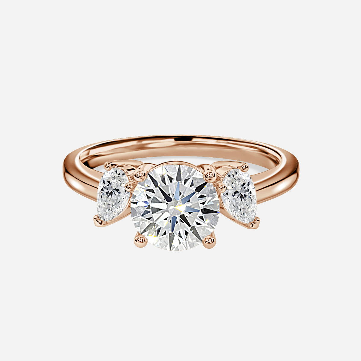 Jael Round Three Stone Moissanite Engagement Ring