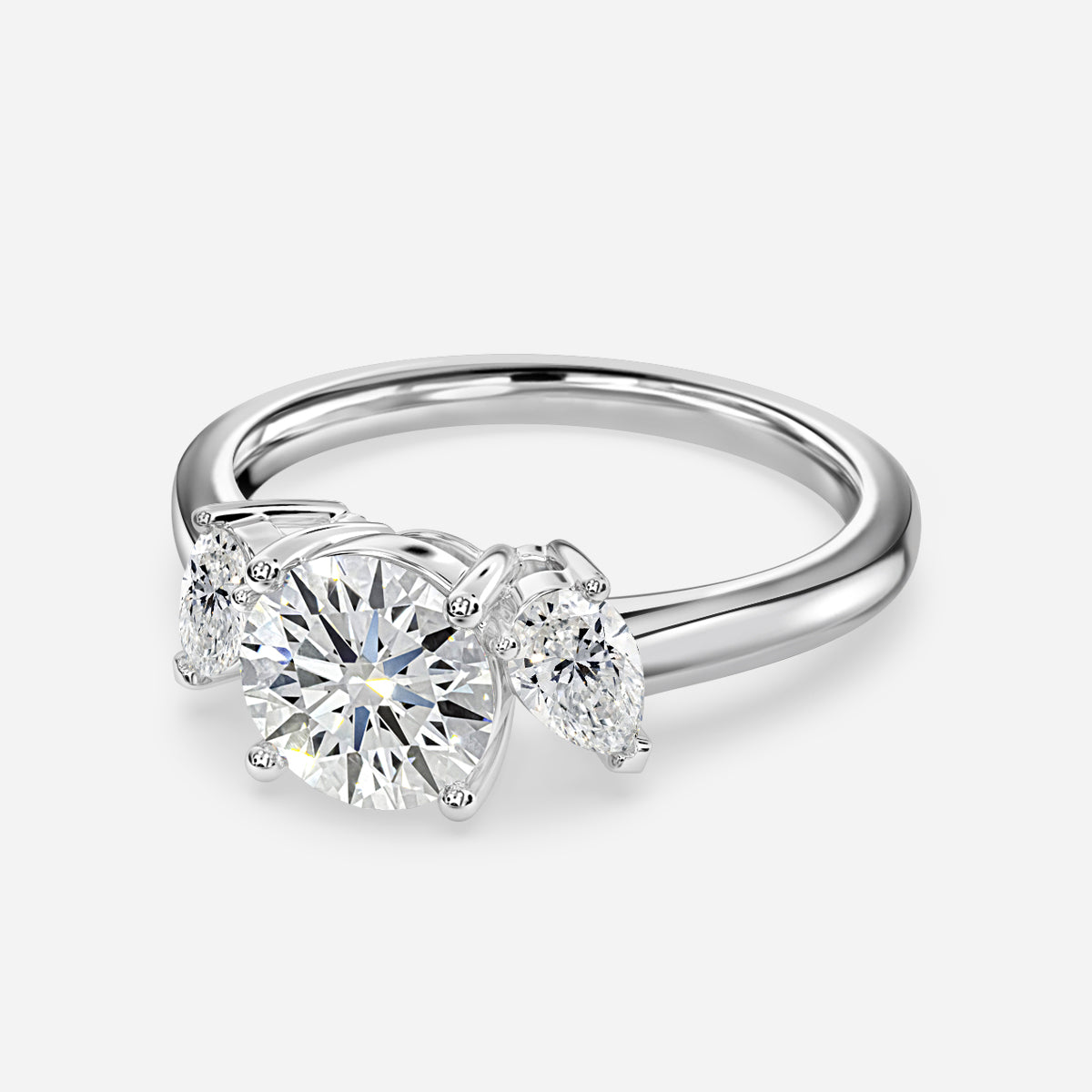 Jael Round Three Stone Moissanite Engagement Ring