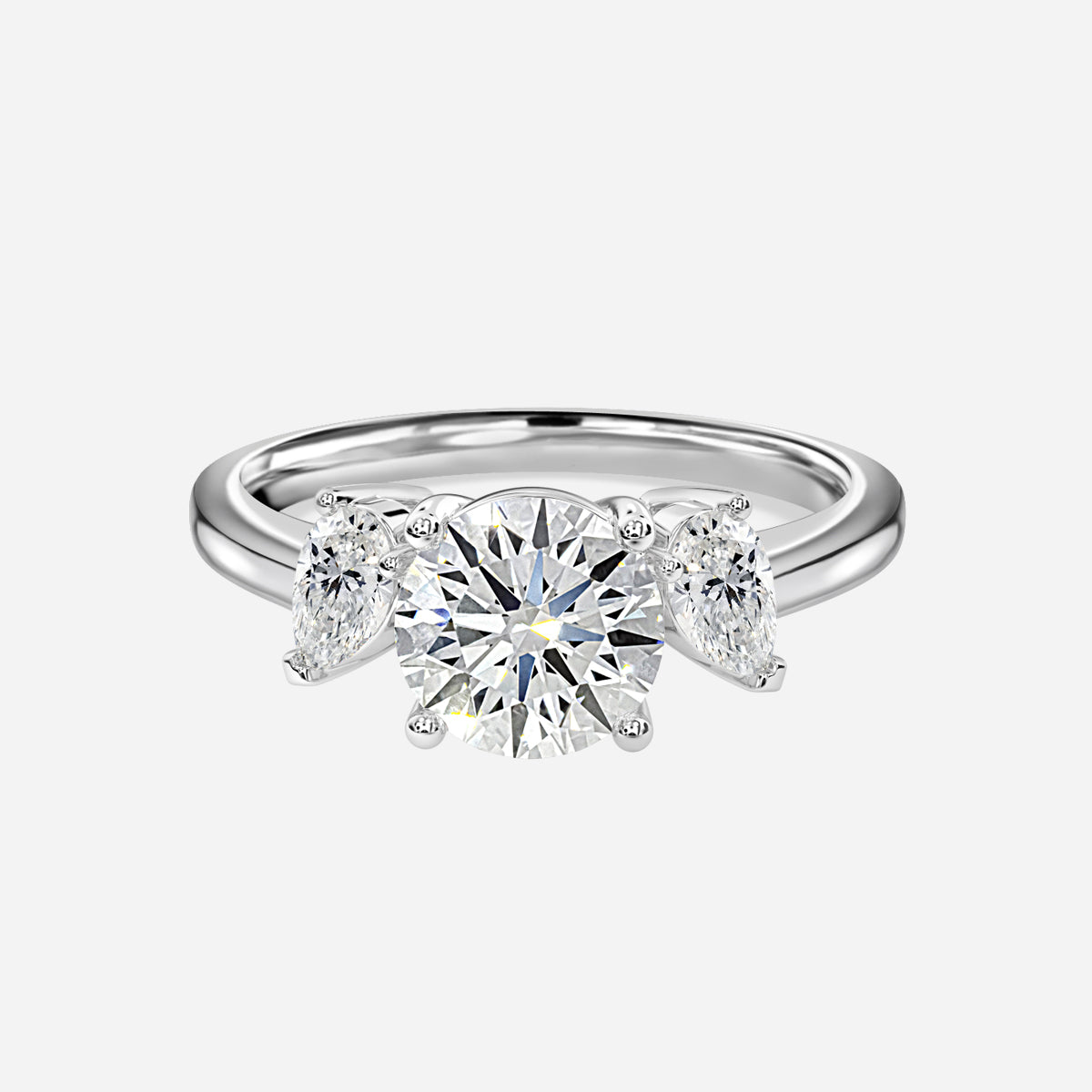 Jael Round Three Stone Moissanite Engagement Ring