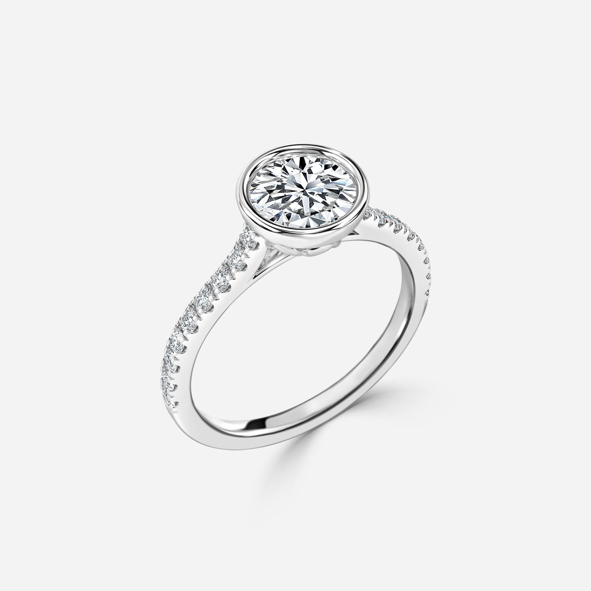 Arabella Round Diamond Band Moissanite Engagement Ring