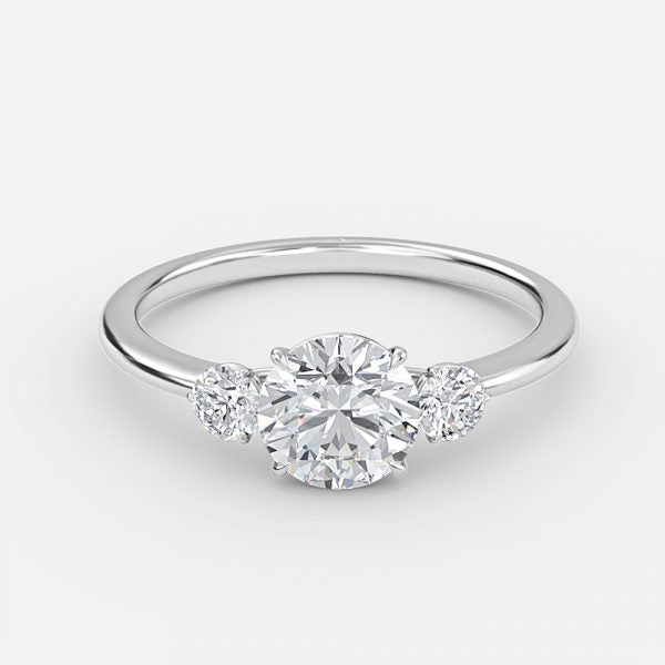 Kaori Round Three Stone Moissanite Engagement Ring