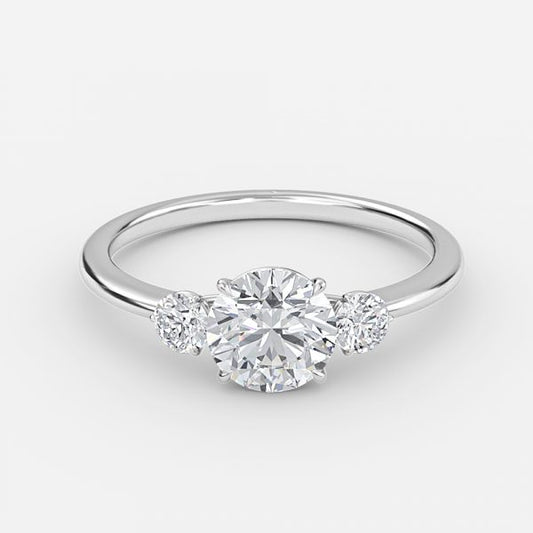 Kaori Round Three Stone Moissanite Engagement Ring