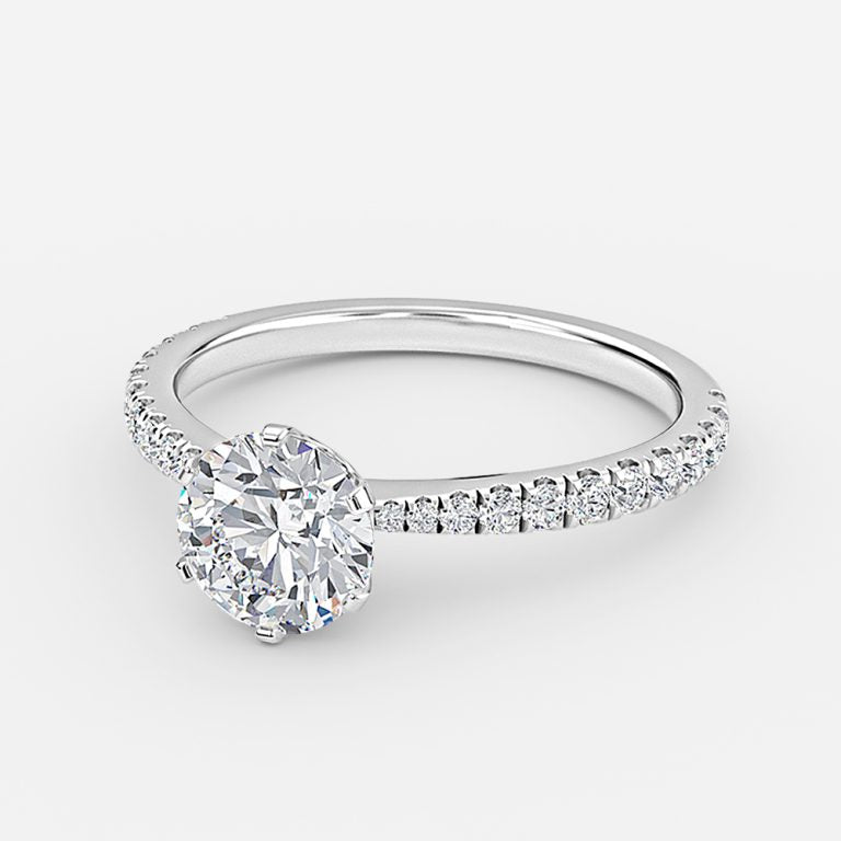 Paloma Round Diamond Band Moissanite Engagement Ring