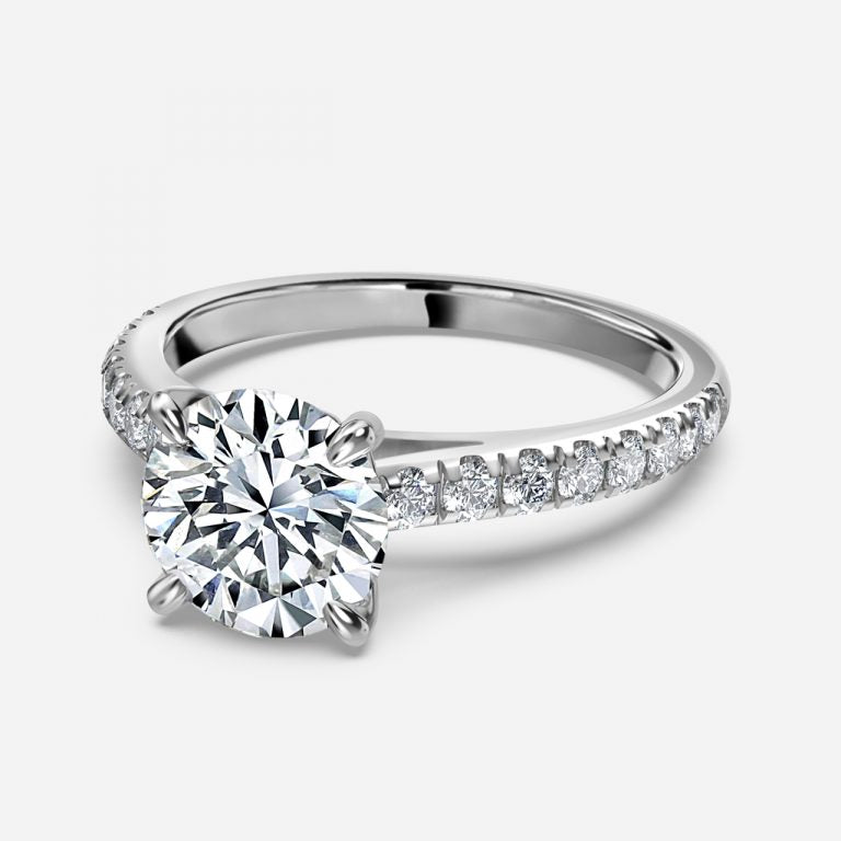 Aveline Round Diamond Band Moissanite Engagement Ring