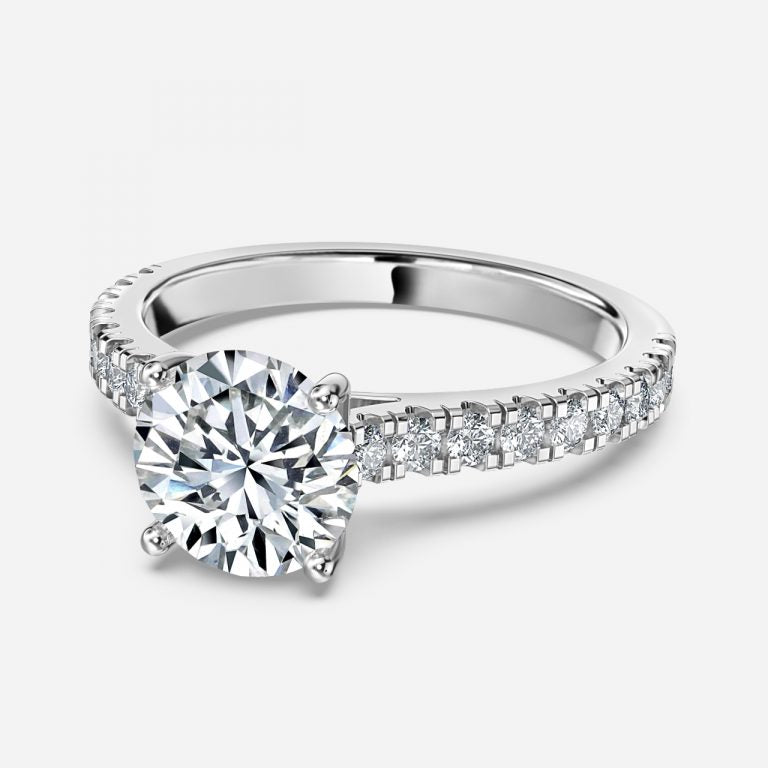 Halcyon Round Diamond Band Moissanite Engagement Ring