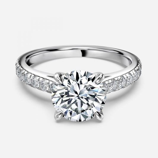 Aveline Round Diamond Band Moissanite Engagement Ring