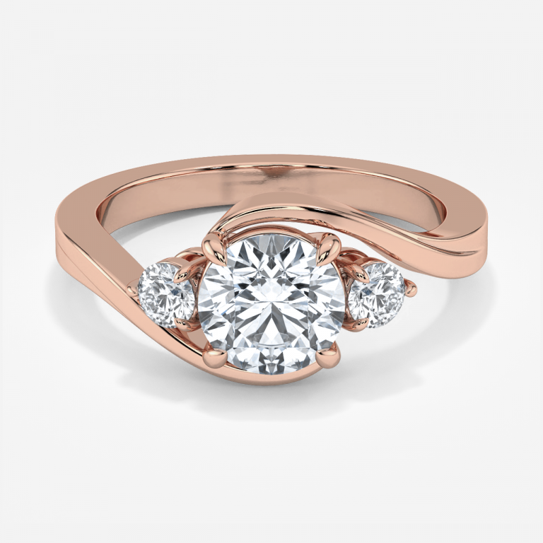 Fauna Round Three Stone Moissanite Engagement Ring