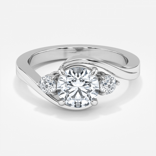 Fauna Round Three Stone Moissanite Engagement Ring