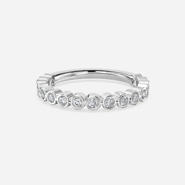 Round Brilliant Diamond Bezel Set Moissanite Stackable Ring