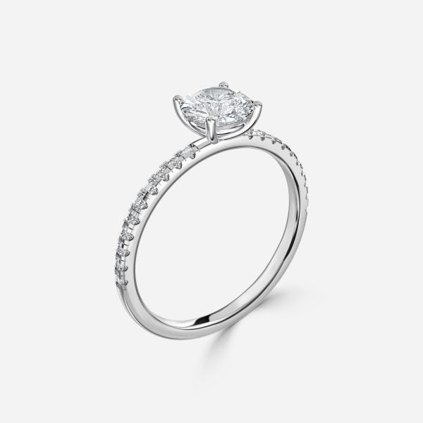 Yati Round Diamond Band Moissanite Engagement Ring