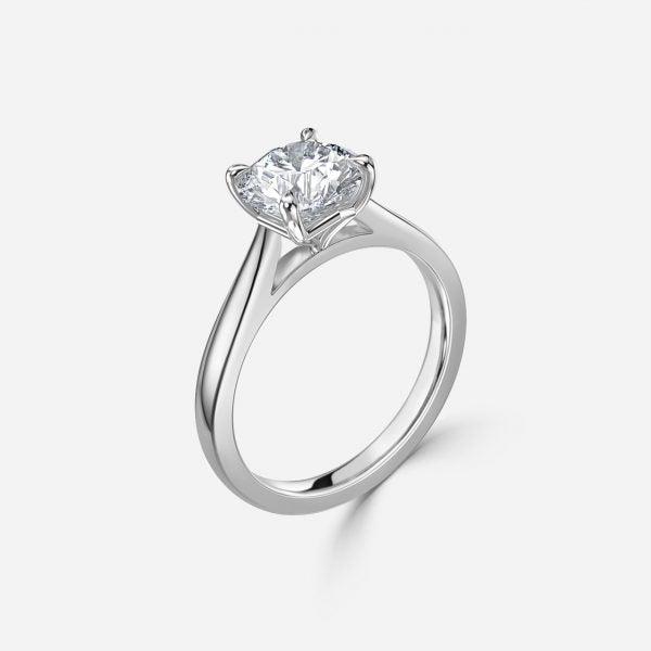 Peony Round Solitaire Moissanite Engagement Ring