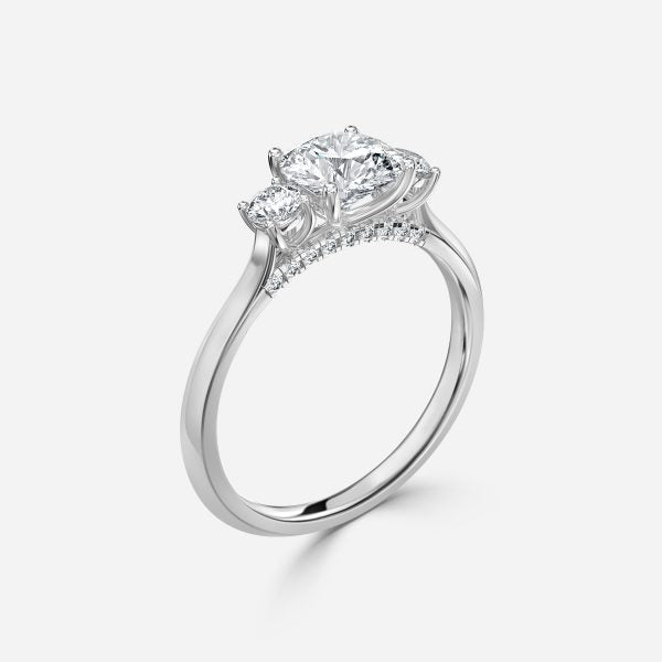 Elspeth Round Three Stone Moissanite Engagement Ring