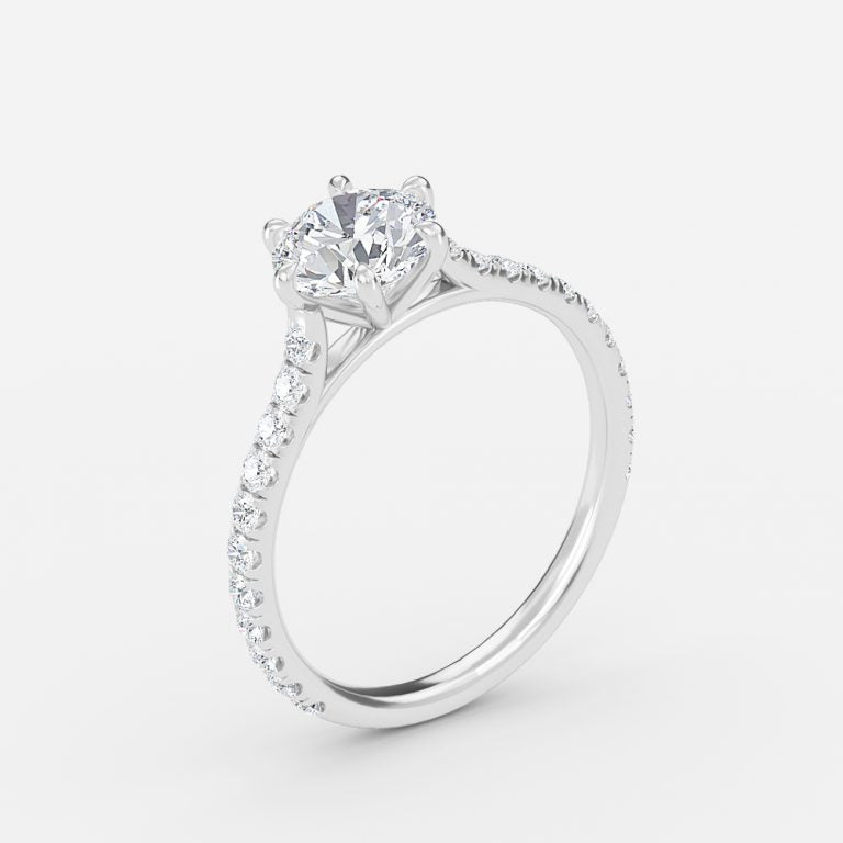 Jael Round Diamond Band Moissanite Engagement Ring