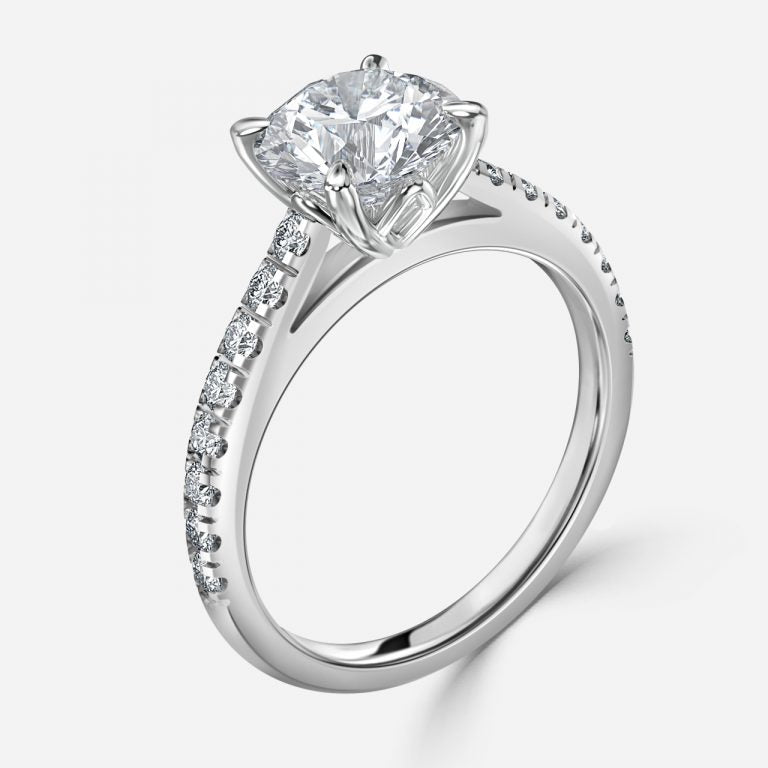 Aveline Round Diamond Band Moissanite Engagement Ring