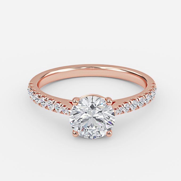 Bellamy Round Diamond Band Moissanite Engagement Ring