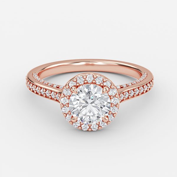 Clementine Round Halo Moissanite Engagement Ring