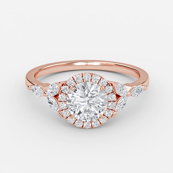 Jacinta Round Halo Moissanite Engagement Ring