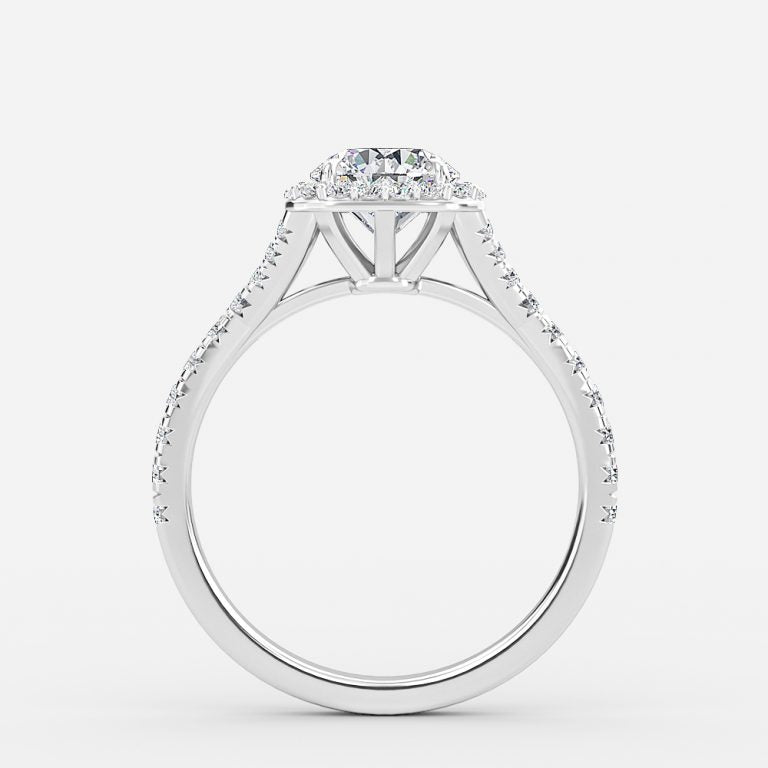 Dove Round Halo Moissanite Engagement Ring