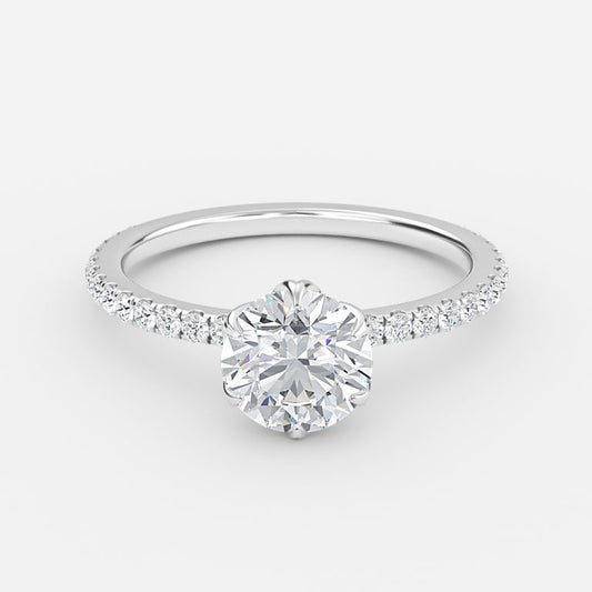 Esperanza Round Diamond Band Moissanite Engagement Ring