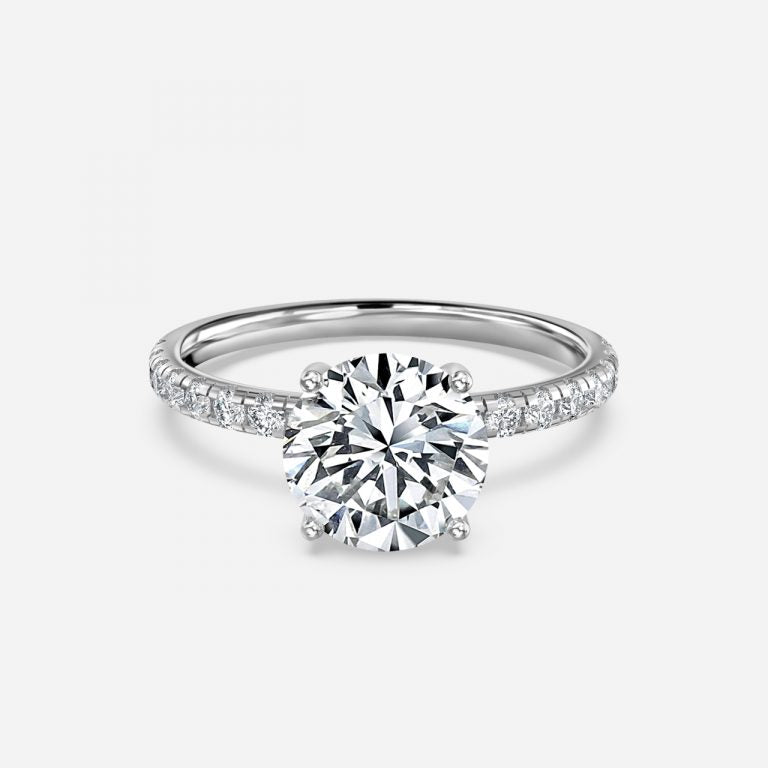 Vittoria Round Diamond Band Moissanite Engagement Ring