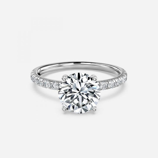 Vittoria Round Diamond Band Moissanite Engagement Ring