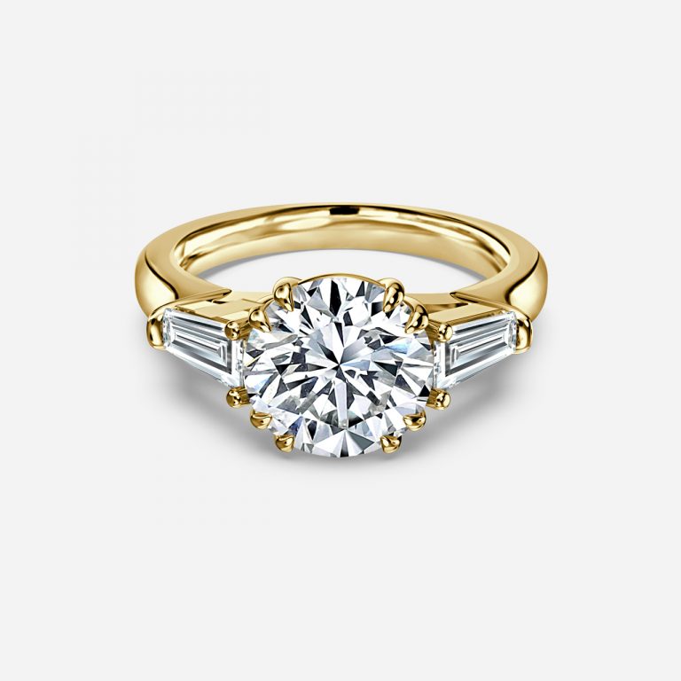 Calliope Round Three Stone Moissanite Engagement Ring