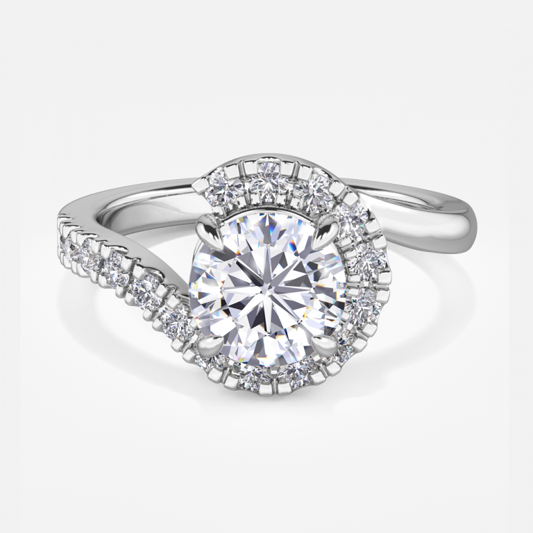 Thalassa Round Halo Moissanite Engagement Ring