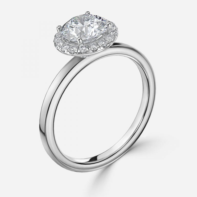 Katya Round Halo Moissanite Engagement Ring