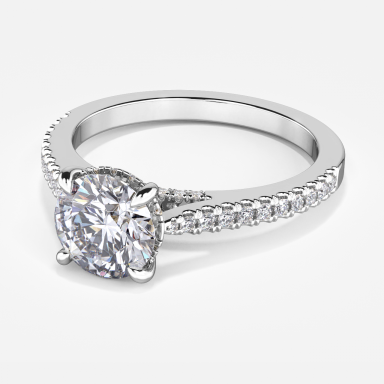 Yvette Round Hidden Halo Moissanite Engagement Ring