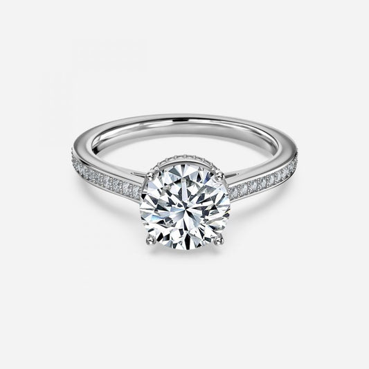 Inez Round Hidden Halo Moissanite Engagement Ring