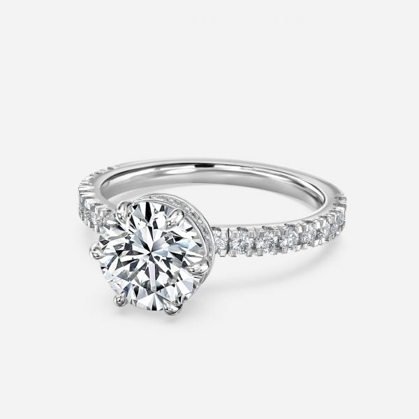 Leandra Round Hidden Halo Moissanite Engagement Ring