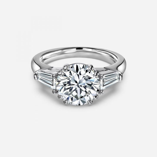 Calliope Round Three Stone Moissanite Engagement Ring